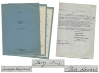 The Three Stooges Signed Contract From 1943 With Their Manager Harry Romm -- With Curlys Signature